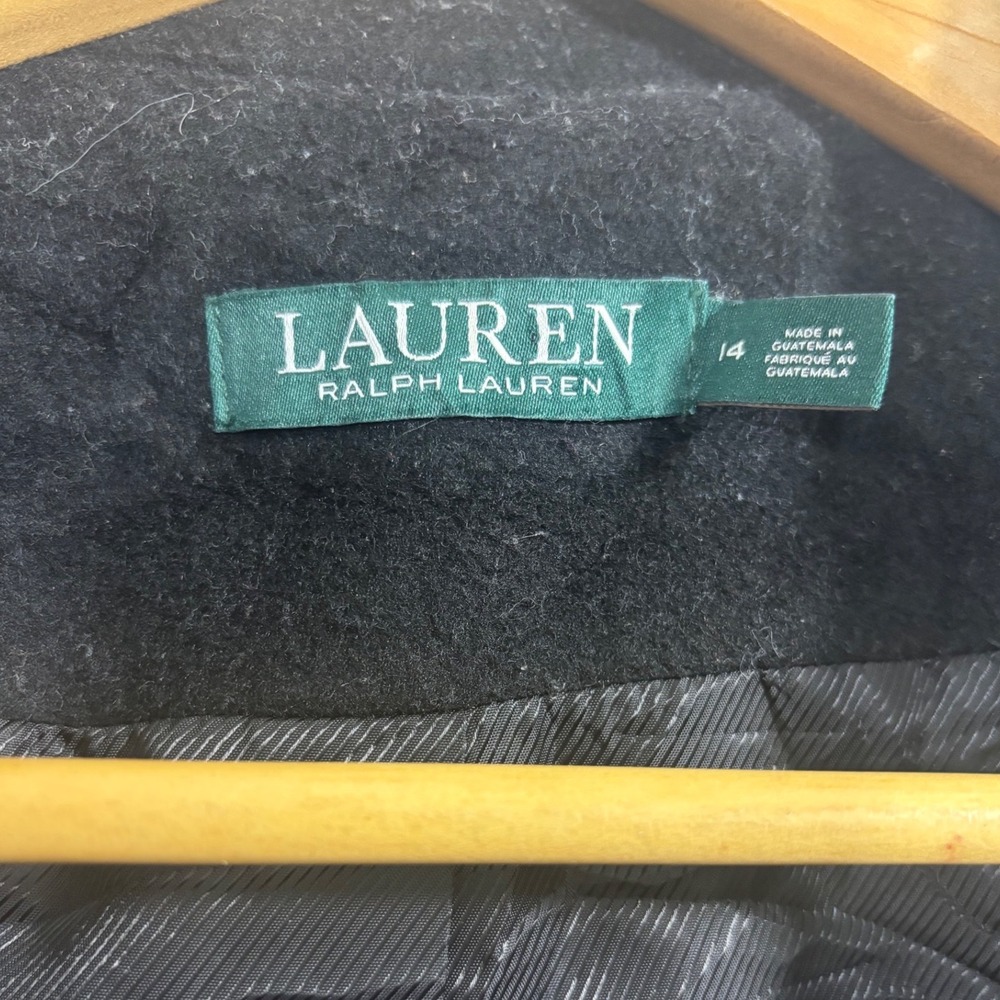 Lauren Ralph Lauren Wool Blend Mockneck Woman's Black Double Buckle Pea Coat 14 - Picture 8 of 11